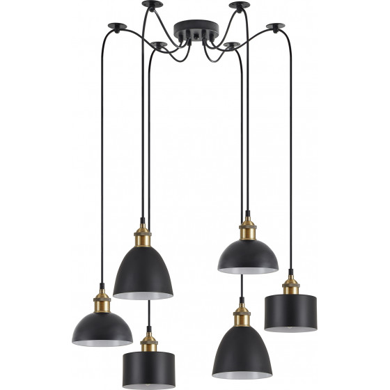 Homelighting SE21-BR-10-BL6-MS12 MAGNUM FLEX Bronze Metal Pendant Black Metal Shade+ - (77-8973)