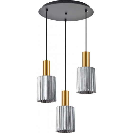 Homelighting SE21-GM-4-3BL-GL1 ADEPT TUBE Gold Matt Pendant Smoked Glass+ - (77-8578)