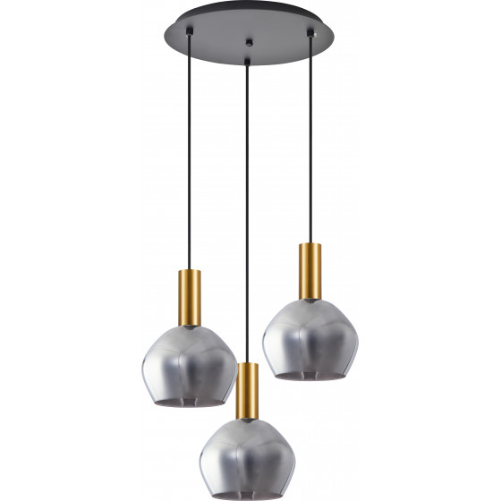 Homelighting SE21-GM-4-3BL-GL2 ADEPT TUBE Gold Matt Pendant Smoked Glass+ - (77-8585)
