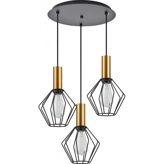 Homelighting SE21-GM-4-3BL-GR1 ADEPT TUBE Gold Matt Pendant Black Metal Grid+ - (77-8621)