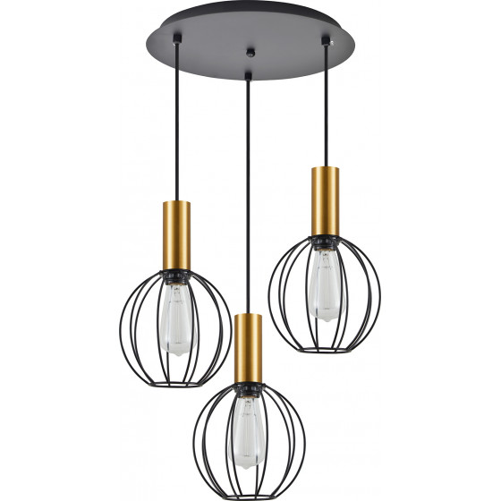 Homelighting SE21-GM-4-3BL-GR1 ADEPT TUBE Gold Matt Pendant Black Metal Grid+ - (77-8628)