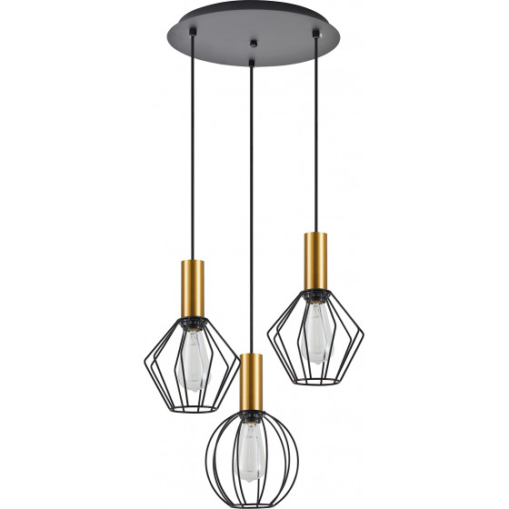 Homelighting SE21-GM-4-3BL-GR12 ADEPT FLEX Gold Matt Pendant Black Metal Grid+ - (77-8935)