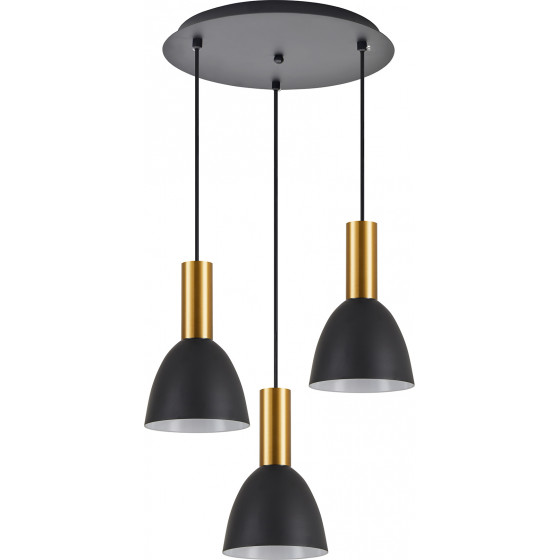 Homelighting SE21-GM-4-3BL-MS2 ADEPT TUBE Gold Matt Pendant Black Metal Shade+ - (77-8642)