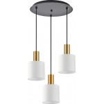 Homelighting SE21-GM-4-3BL-SH1 ADEPT TUBE Gold Matt Pendant White Fabric Shade+ - (77-8600)