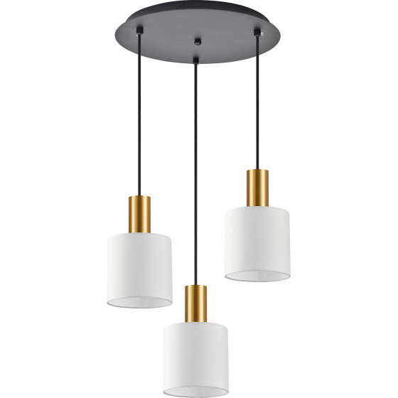 Homelighting SE21-GM-4-3BL-SH1 ADEPT TUBE Gold Matt Pendant White Fabric Shade+ - (77-8600)