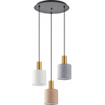 Homelighting SE21-GM-4-3BL-SH123 ADEPT FLEX Gold Matt Pendant White, Grey, Brown Fabric Shade+ - (77-8945)
