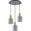 Homelighting SE21-GM-4-3BL-SH2 ADEPT TUBE Gold Matt Pendant Grey Fabric Shade+ - (77-8607)