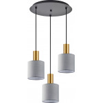 Homelighting SE21-GM-4-3BL-SH2 ADEPT TUBE Gold Matt Pendant Grey Fabric Shade+ - (77-8607)