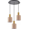 Homelighting SE21-GM-4-3BL-SH3 ADEPT TUBE Gold Matt Pendant Brown Fabric Shade+ - (77-8614)