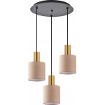 Homelighting SE21-GM-4-3BL-SH3 ADEPT TUBE Gold Matt Pendant Brown Fabric Shade+ - (77-8614)