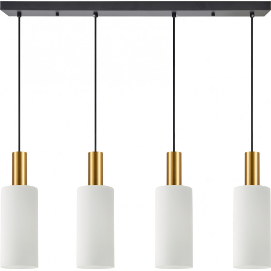 Homelighting SE21-GM-4-4BL-GL3 ADEPT TUBE Gold Matt Pendant White Glass+ - (77-8658)