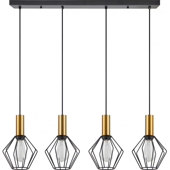 Homelighting SE21-GM-4-4BL-GR1 ADEPT TUBE Gold Matt Pendant Black Metal Grid+ - (77-8623)
