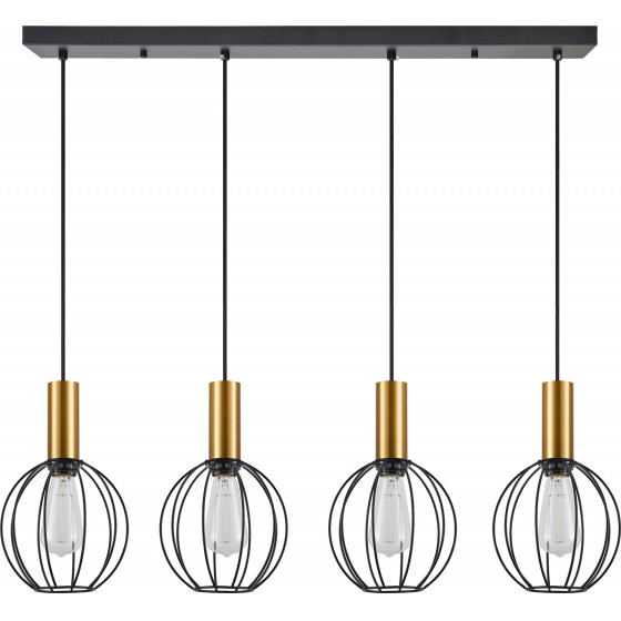 Homelighting SE21-GM-4-4BL-GR1 ADEPT TUBE Gold Matt Pendant Black Metal Grid+ - (77-8630)