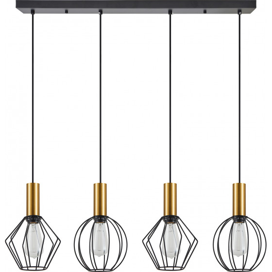 Homelighting SE21-GM-4-4BL-GR12 ADEPT FLEX Gold Matt Pendant Black Metal Grid+ - (77-8937)