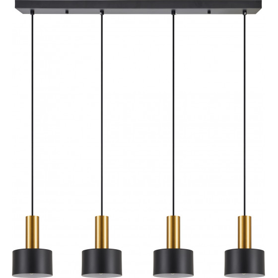 Homelighting SE21-GM-4-4BL-MS1 ADEPT TUBE Gold Matt Pendant Black Metal Shade+ - (77-8637)