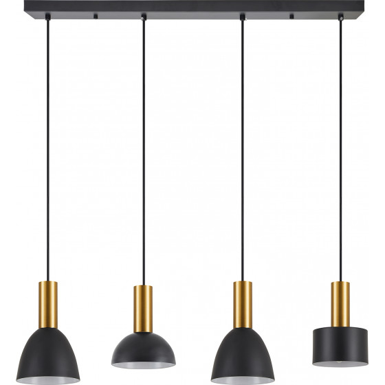 Homelighting SE21-GM-4-4BL-MS123 ADEPT FLEX Gold Matt Pendant Black Metal Shade+ - (77-8942)