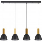 Homelighting SE21-GM-4-4BL-MS2 ADEPT TUBE Gold Matt Pendant Black Metal Shade+ - (77-8644)