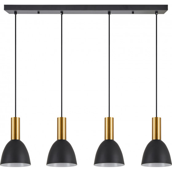 Homelighting SE21-GM-4-4BL-MS2 ADEPT TUBE Gold Matt Pendant Black Metal Shade+ - (77-8644)