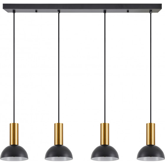 Homelighting SE21-GM-4-4BL-MS3 ADEPT TUBE Gold Matt Pendant Black Metal Shade+ - (77-8651)
