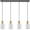 Homelighting SE21-GM-4-4BL-SH1 ADEPT TUBE Gold Matt Pendant White Fabric Shade+ - (77-8602)