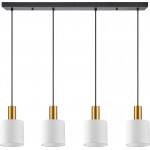 Homelighting SE21-GM-4-4BL-SH1 ADEPT TUBE Gold Matt Pendant White Fabric Shade+ - (77-8602)