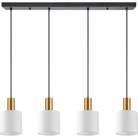 Homelighting SE21-GM-4-4BL-SH1 ADEPT TUBE Gold Matt Pendant White Fabric Shade+ - (77-8602)