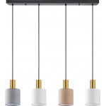 Homelighting SE21-GM-4-4BL-SH123 ADEPT FLEX Gold Matt Pendant White, Grey, Brown Fabric Shade+ - (77-8947)