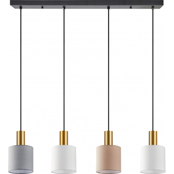 Homelighting SE21-GM-4-4BL-SH123 ADEPT FLEX Gold Matt Pendant White, Grey, Brown Fabric Shade+ - (77-8947)
