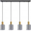 Homelighting SE21-GM-4-4BL-SH2 ADEPT TUBE Gold Matt Pendant Grey Fabric Shade+ - (77-8609)