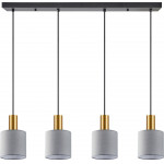 Homelighting SE21-GM-4-4BL-SH2 ADEPT TUBE Gold Matt Pendant Grey Fabric Shade+ - (77-8609)