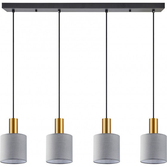 Homelighting SE21-GM-4-4BL-SH2 ADEPT TUBE Gold Matt Pendant Grey Fabric Shade+ - (77-8609)