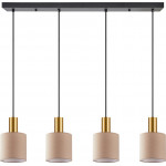 Homelighting SE21-GM-4-4BL-SH3 ADEPT TUBE Gold Matt Pendant Brown Fabric Shade+ - (77-8616)