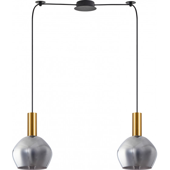 Homelighting SE21-GM-4-BL2-GL2 ADEPT TUBE Gold Matt Pendant Smoked Glass+ - (77-8584)