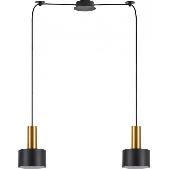 Homelighting SE21-GM-4-BL2-MS1 ADEPT TUBE Gold Matt Pendant Black Metal Shade+ - (77-8634)