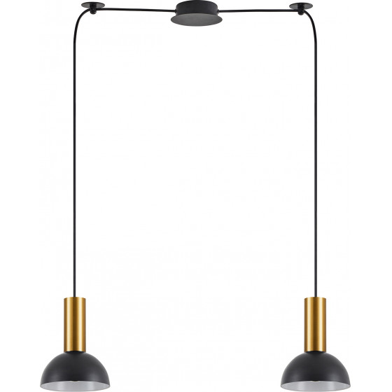 Homelighting SE21-GM-4-BL2-MS3 ADEPT TUBE Gold Matt Pendant Black Metal Shade+ - (77-8648)