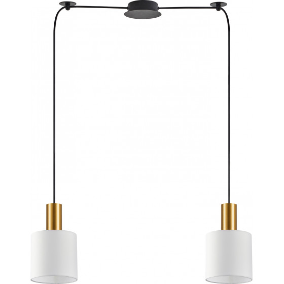 Homelighting SE21-GM-4-BL2-SH1 ADEPT TUBE Gold Matt Pendant White Fabric Shade+ - (77-8599)