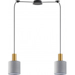 Homelighting SE21-GM-4-BL2-SH2 ADEPT TUBE Gold Matt Pendant Grey Fabric Shade+ - (77-8606)