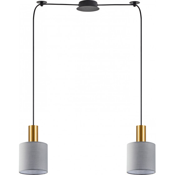 Homelighting SE21-GM-4-BL2-SH2 ADEPT TUBE Gold Matt Pendant Grey Fabric Shade+ - (77-8606)