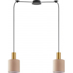 Homelighting SE21-GM-4-BL2-SH3 ADEPT TUBE Gold Matt Pendant Brown Fabric Shade+ - (77-8613)