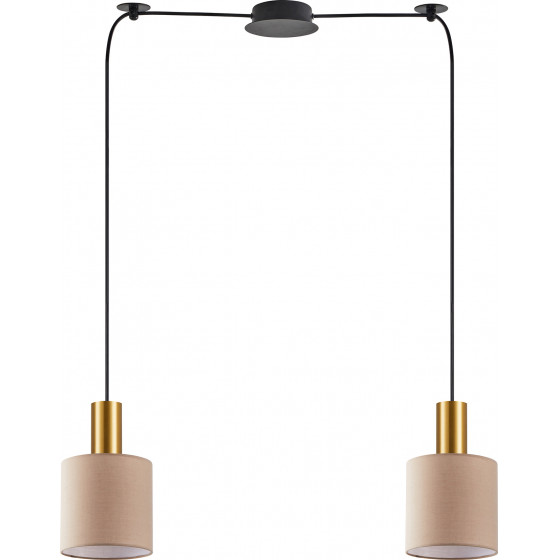 Homelighting SE21-GM-4-BL2-SH3 ADEPT TUBE Gold Matt Pendant Brown Fabric Shade+ - (77-8613)
