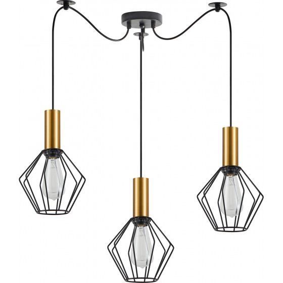 Homelighting SE21-GM-4-BL3-GR1 ADEPT TUBE Gold Matt Pendant Black Metal Grid+ - (77-8619)