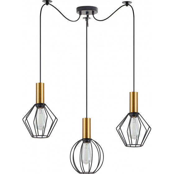 Homelighting SE21-GM-4-BL3-GR12 ADEPT FLEX Gold Matt Pendant Black Metal Grid+ - (77-8939)