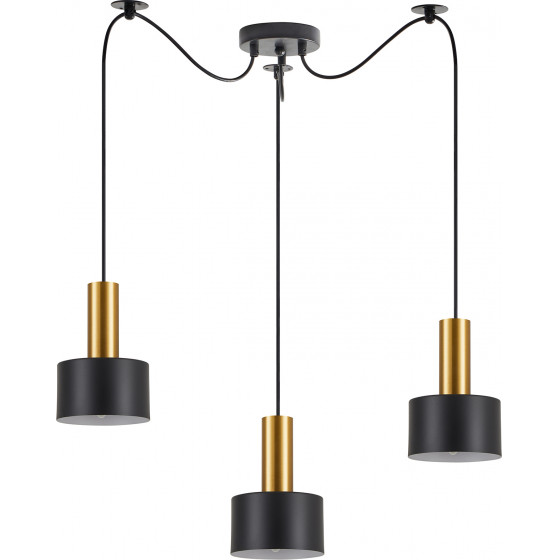 Homelighting SE21-GM-4-BL3-MS1 ADEPT TUBE Gold Matt Pendant Black Metal Shade+ - (77-8633)