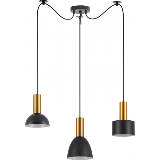 Homelighting SE21-GM-4-BL3-MS12 ADEPT FLEX Gold Matt Pendant Black Metal Shade+ - (77-8944)