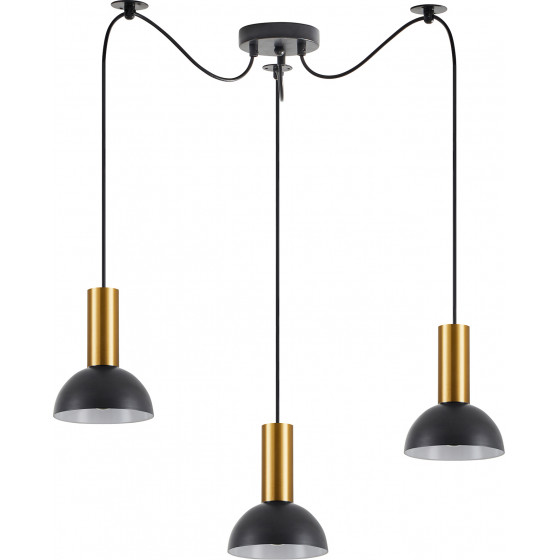 Homelighting SE21-GM-4-BL3-MS3 ADEPT TUBE Gold Matt Pendant Black Metal Shade+ - (77-8647)