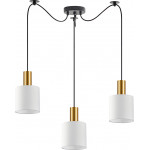 Homelighting SE21-GM-4-BL3-SH1 ADEPT TUBE Gold Matt Pendant White Fabric Shade+ - (77-8598)