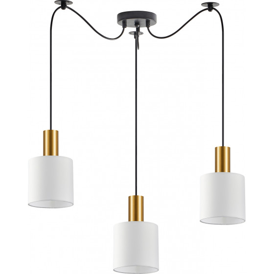 Homelighting SE21-GM-4-BL3-SH1 ADEPT TUBE Gold Matt Pendant White Fabric Shade+ - (77-8598)