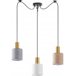 Homelighting SE21-GM-4-BL3-SH12 ADEPT FLEX Gold Matt Pendant White, Grey, Brown Fabric Shade+ - (77-8949)