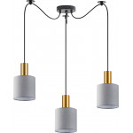 Homelighting SE21-GM-4-BL3-SH2 ADEPT TUBE Gold Matt Pendant Grey Fabric Shade+ - (77-8605)