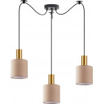 Homelighting SE21-GM-4-BL3-SH3 ADEPT TUBE Gold Matt Pendant Brown Fabric Shade+ - (77-8612)